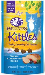 Wellness Kittles Grain Free Chicken & Cranberries Crunchy Natural Cat Treats, 2-Ounce Bag
