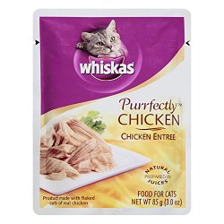 WHISKAS PURRFECTLY Chicken Wet Cat Food Chicken Entree Flavor 3 Ounces (Pack of 24)