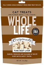 Whole Life Pet Single Ingredient USA Freeze Dried Beef Liver Treats for Cats, 1-Ounce