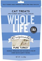 Whole Life Pet Single Ingredient USA Freeze Dried Turkey Treats for Cats, 1-Ounce