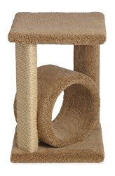 24 Inch Corner Cat Perch with Tube with One Sisal Leg (Brown)