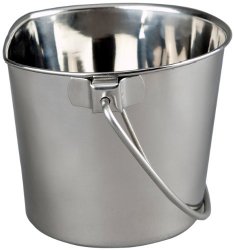 Advance Pet Products Heavy Stainless Steel Flat Side Bucket, 4-Quart