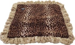 BESSIE AND BARNIE Pet Blanket, Large, Camel Rose/Cheapard with Ruffle