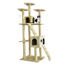BestPet CT-9073 Cat Tree Scratcher Play House Condo Furniture Toy, 73-Inch, Beige