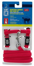 Catit Nylon Adjustable Cat Harness and Leash Set, Large, Red