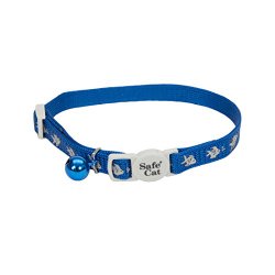 Coastal Pet Products CCP6741FBU Safe Cat Reflective Nylon Adjustable Breakaway Collar with Bells, Fish Blue