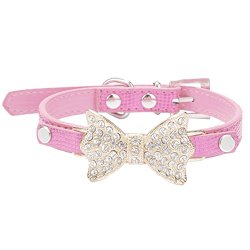 DINGANG Bling Rhinestone Pet Cat Dog Bowtie Collar Necklace Light and Adjustble Buckle