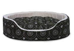 Furhaven Pet NAP Oval Paw Décor Print Pet Bed for Dog or Cat, Jumbo, Dark Espresso