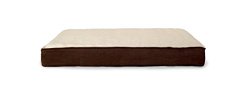 Furhaven Pet Sherpa and Suede Deluxe Orthopedic Dog or Cat Pet Bed, Small, Cream/Espresso
