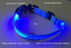 LED PET Glow Collar Dog Cat Night Safety Lead Adjustable Harness Flash Light Up (small, Light Blue)