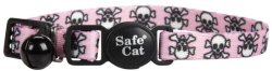 Li’l Pals Kitten Adjustable Breakaway Collar with Bell – Pink Skulls – 5/16″