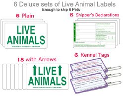 Live Animal Airline Labels – 6 FULL Sets Labels + 6 Kennel Tags