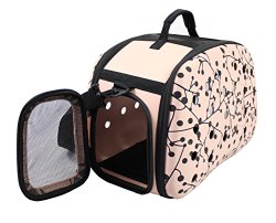 Narrow Shelled Perforated Lightweight Collapsible Military Grade Transportable Designer Pet Carrier, Pink, Black, One Size
