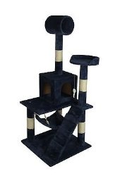 Navy Blue 57″ Cat Tree Tower Condo Scratcher Furniture Kitten House Hammock 90