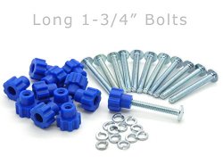 Pet Carrier Fasteners – Blue 16 Pack (Long 1-3/4″ Bolts)