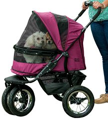 Pet Gear No-Zip Double Pet Stroller, with Zipperless Entry, Boysenberry
