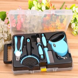 Pet Grooming Tool Set With Retractable Leash Comb Brush Nail Clipper