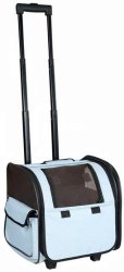 Pet Life Airline Approved Wheeled Travel Pet Carrier with Side Pouch and Leash Holder, Blue