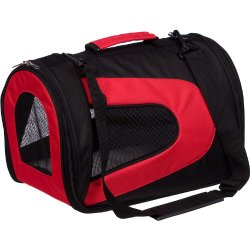 Pet Life Folding Zippered Sporty Mesh Carrier in Red & Black – Medium