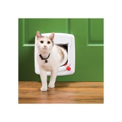 PetSafe Magnetic Key 4-Way Locking Cat Door, Exterior/Interior, White