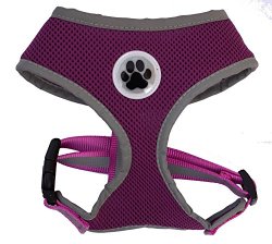 Purple Reflective Mesh Soft Dog Harness Safe Harness No Pull Walking Pet Harnesses for Medium Dogs, Purple XLarge