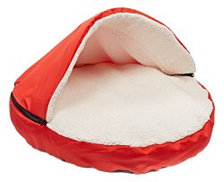 Sofantex Plush Pet Bed Cave for Cats and Small to Medium Size Dogs and Cats, Red, 25 Inch