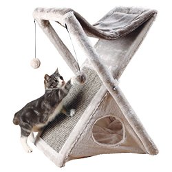 Trixie Pet Products Miguel Fold and Store Cat Tower, 20.25 x 13.75 x 25.5″, Gray/Light Gray