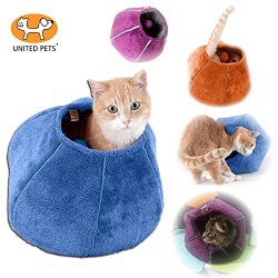 United Pets Kitty Cat Cozy Cave & Bed (Purple)