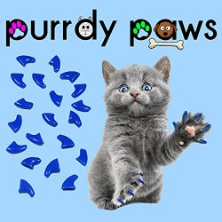 40-Pack BLUE Soft Nail Caps For Cat Claws * Purrdy Paws Brand (Medium)
