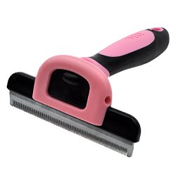 DELE Deshedding Tool & Pet Grooming Brush For Small, Medium & Large Dogs & Cats, With Short to Long Hair.Shedding in Minutes Guaranteed Baby Pink Large
