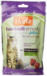 Hartz Hairball Remedy Plus Soft Chews for Cats, 3oz