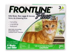 Merial Frontline Plus Flea and Tick Control for Cats and Kittens, 3 Doses, For Cats 8 Weeks and Older