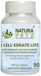 Natura Petz I Cell-Ebrate Life Antioxidant Cellular Boost, Adjunctive Tumor Support for Pets, 90 Capsules, 400mg Per Capsule