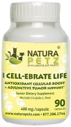 Natura Petz I Cell-Ebrate Life Antioxidant Cellular Boost, Adjunctive Tumor Support for Senior Pets, 90 Capsules, 400mg Per Capsule