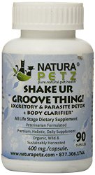 Natura Petz Shake Your Groove Thing Excretory and Parasite Detox and Body Clarifier and Digestive Support for Pets, 90 Capsules, 400mg Per Capsule