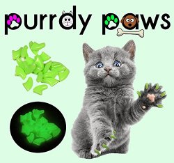 NEW Ultra Glow-in-the-dark Soft Nail Caps for Cat Claws * Purrdy Paws Brand (Medium)