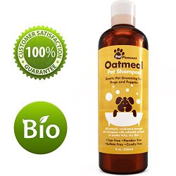 Oatmeal Pet Shampoo for Dogs & Puppies – Best All Natural Doggy Shampoo & Conditioner for Itchy and Dry Skin – Medicated Strength Deodorizer – 8 oz