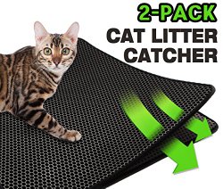 2-PACK Double-Layer Honeycomb Cat Litter Mat -XL Size (28″ x 23″), Litter-Trapping, Water-Proof, Non-Toxic Soft, Light EVA Foam Rubber