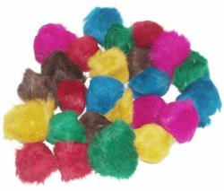 24 Assorted Bat Around Fur Balls (2-2.5 inches each) – Cat Toys