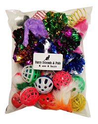 30 PIECE CAT TOY VARIETY PACK CRINKLE BALLS MICE SPRINGS BELL BALLS