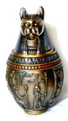 Egyptian Bastet *Bronze Canopic Jar Cat Burial Urn