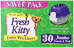 Fresh Kitty Litter Box Liners, 30 Count Jumbo w Drawstring Close