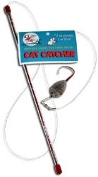 Go Cat Cat Catcher Teaser Wand with Mouse Cat Toy – Green Glitter Wand