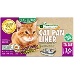 Green N Pack Extra Large Drawstring Cat Pan Liner, 16-Count