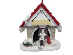 Harlequin Dane Ornament A Great Gift For Harlequin Dane Owners Hand Painted and Easily Personalized “Doghouse Ornament” With Magnetic Back