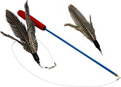 Interactive Cat Toy And Feather Teaser With Comfy Handle And Telescopic Wand. Includes Da Bird Compatible Bird Toys-Two Guinea Feathers, Have Fun And Exercise With Your Cat At Same The Time!