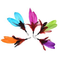 JJ Store 5pcs Colorful Replacement Refill Feather for Cat Kitten Toy Wand Teaser