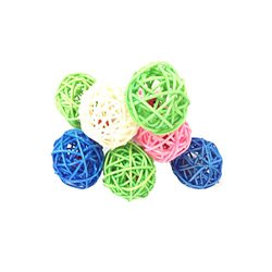 Kitten Puppy Pet Weave Rattan Bamboo Ball Toys Squeaking Interactive Scratch Catch Crazy Cat Toys, 12 Pack, Vary Colors