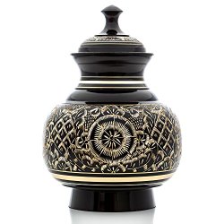 Medium Ebony Color with Brass Engraving Engraved Series Pet Urn and Memorial – For Dogs, Cats and other pets. Accomodates Pets up to 40 Pounds