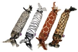 Multipet Katz Kicker Elongated Catnip Filled Plush Cat Toy with Crinkle and Feathers, 17-Inch